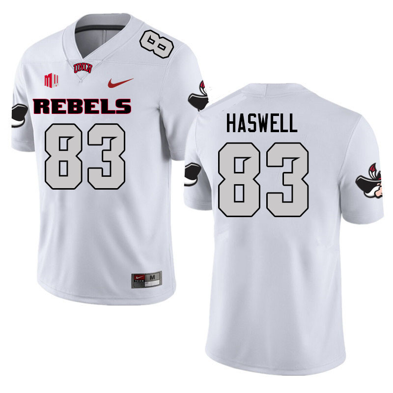 Men #83 Cooper Haswell UNLV Rebels College Football Jerseys Stitched Sale-White